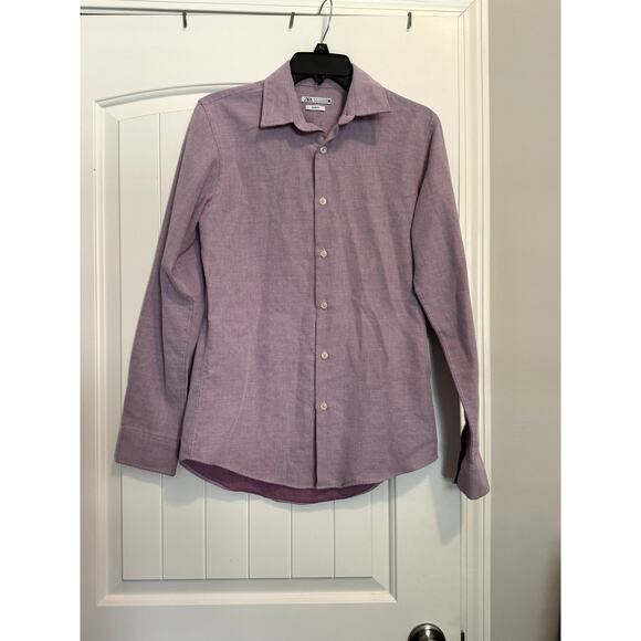 Purple Button Up Long Sleeve Zara Slim Fit Size Small - Picture 2 of 11